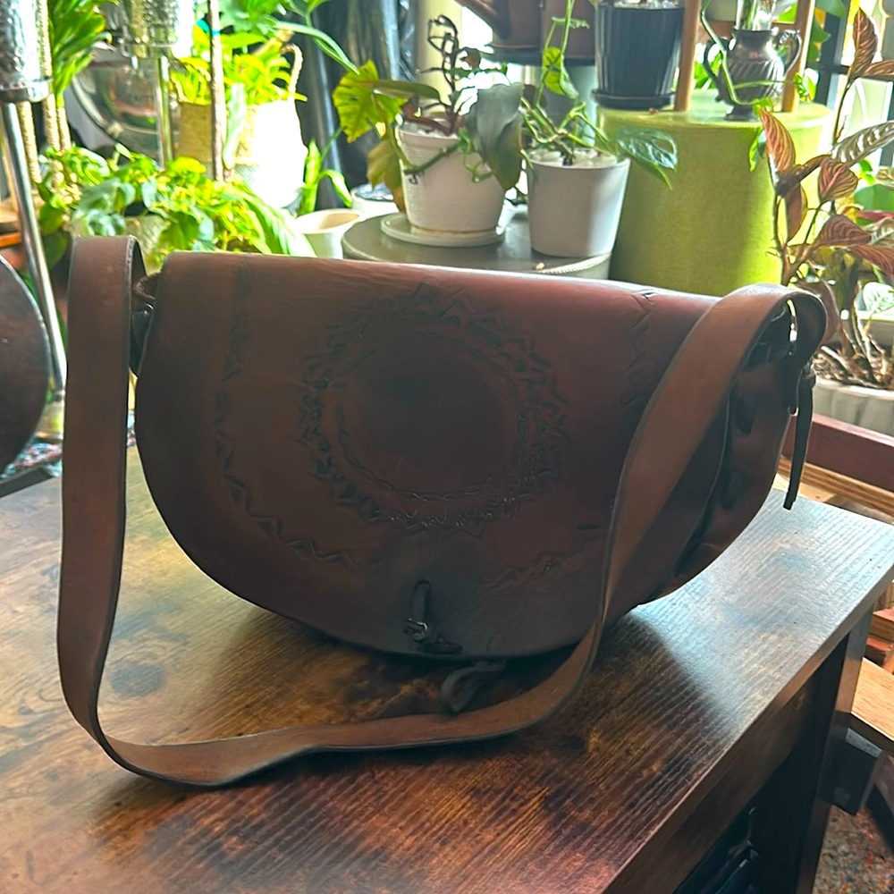 1960’s Handmade Genuine Cowhide Leather bag.